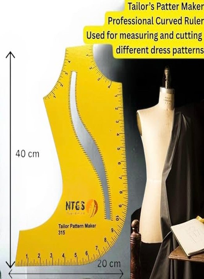 NTGS Tailor Pattern Maker Ruler Set of 3, French Curve and Hip Curve, Yellow and Orange, Professional Sewing Tools - Image 2